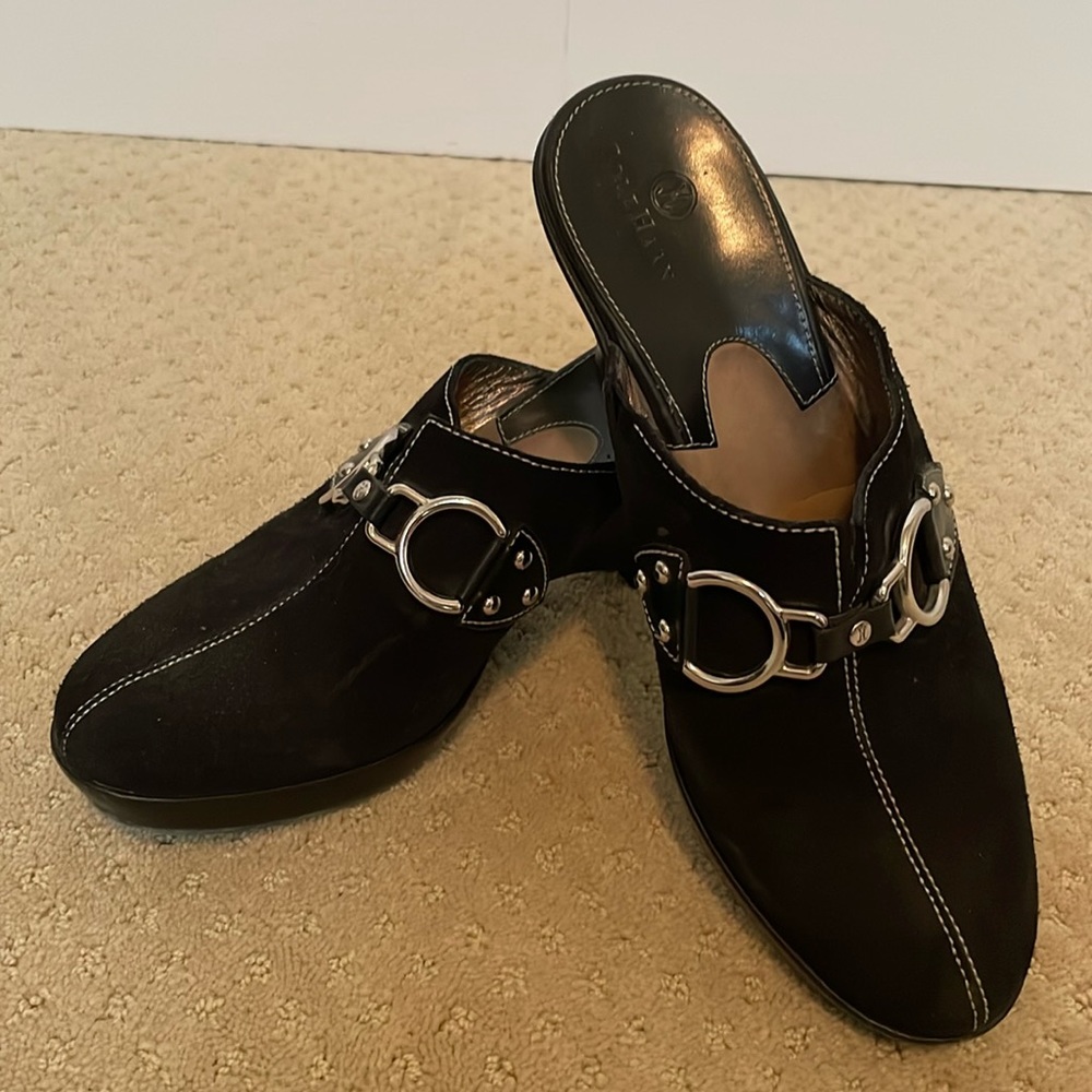 COLE HAAN black suede mules | Size 8
